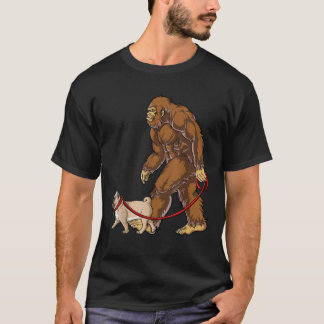 Bigfoot-hond loopt Pug Mannen Vrouwen Sasquatch-li T-shirt