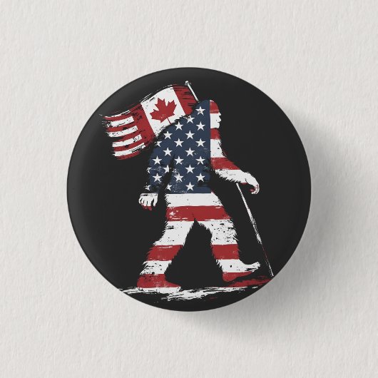 Bigfoot houdt Canadese vlag 51e staat Trump Ronde Button 3,2 Cm (Voorkant)