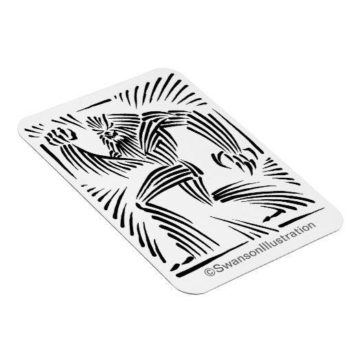 Bigfoot houtsnede grafische magneet (Rechterzijde)