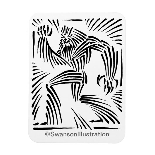 Bigfoot houtsnede grafische magneet (Verticaal)