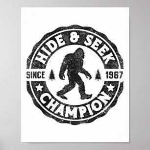 Bigfoot Huid and Seek Champion Funny Sasquatch Ret Poster