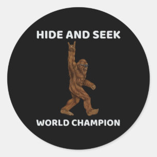Bigfoot Huid and Seek World Champion Fun Gezegde B Ronde Sticker