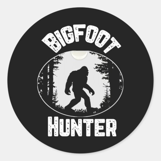 Bigfoot Hunter Sasquatch Funny Humor Ronde Sticker (Voorkant)