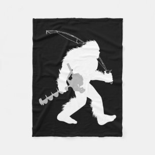Bigfoot ijce Vist Yeti Fisherman met boren A Fleece Deken