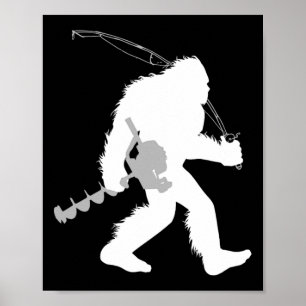 Bigfoot ijce Vist Yeti Fisherman met boren A Poster