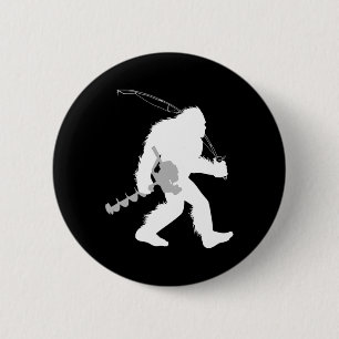 Bigfoot ijce Vist Yeti Fisherman met boren A Ronde Button 5,7 Cm