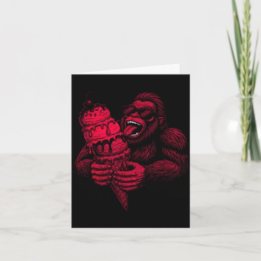 Bigfoot ijsliefhebber retro zomer grappig cryptid kaart (Voorkant)