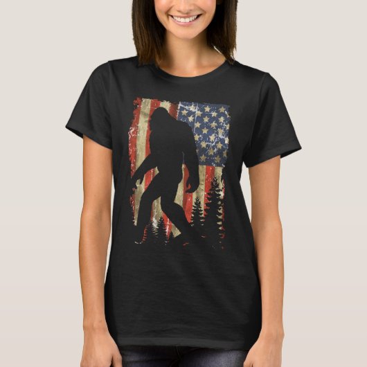 Bigfoot ik geloof dat Sasquatch American Flag T-shirt (Voorkant)