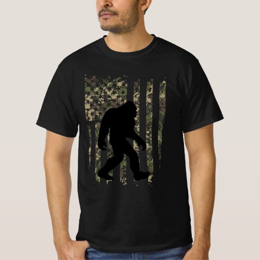 Bigfoot ik geloof dat Sasquatch American USA Flag T-shirt (Voorkant)
