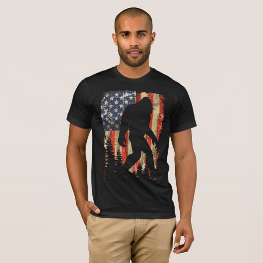 Bigfoot ik geloof dat Sasquatch American USA Flag T-shirt (Voorkant volledig)