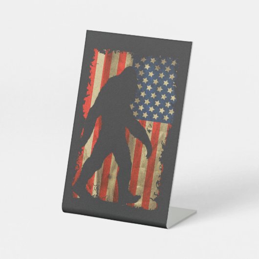 Bigfoot ik geloof dat Sasquatch Patriot American F Reclamebord Met Voetstuk (Voorkant)