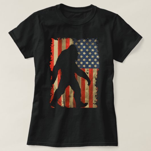 Bigfoot ik geloof dat Sasquatch Patriot American F T-shirt (Design voorkant)