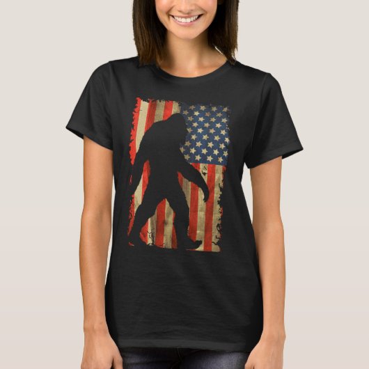 Bigfoot ik geloof dat Sasquatch Patriot American F T-shirt (Voorkant)