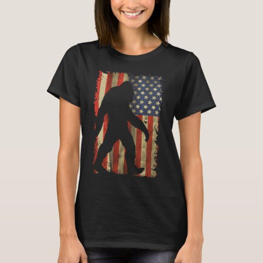 Bigfoot ik geloof dat Sasquatch Patriot American F T-shirt (Voorkant)