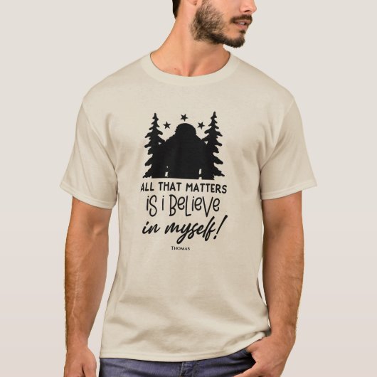 Bigfoot ik geloof in mezelf t-shirt (Voorkant)