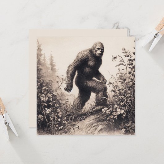 Bigfoot  Illustratie Folklore Kaart (Voorkant / Achterkant in situ)