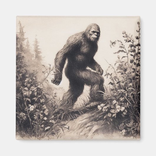 Bigfoot Illustratie Folklore Magneet (Voorkant)