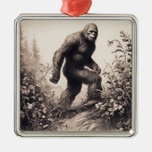 Bigfoot Illustratie Folklore Metalen Ornament (Voorkant)