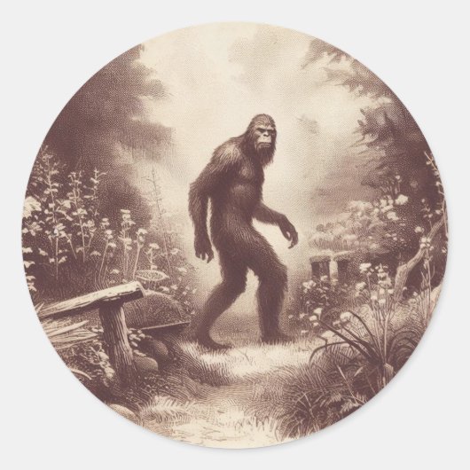 Bigfoot Illustratie Folklore Ronde Sticker (Voorkant)