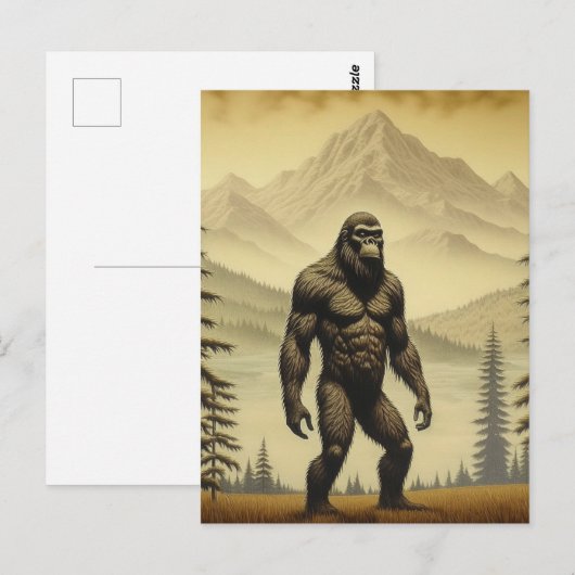  Bigfoot in de bergen en dennen Briefkaart (Voorkant / Achterkant)