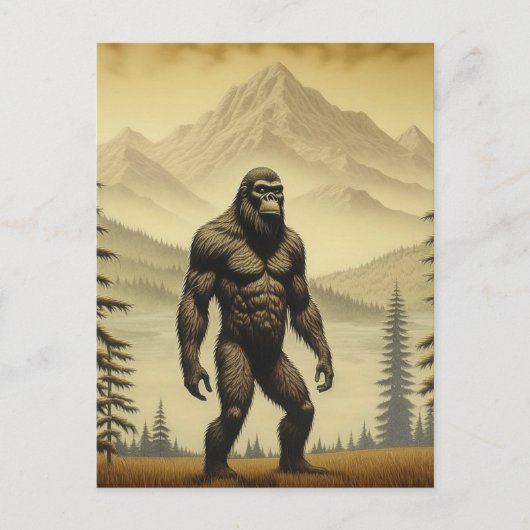  Bigfoot in de bergen en dennen Briefkaart (Voorkant)