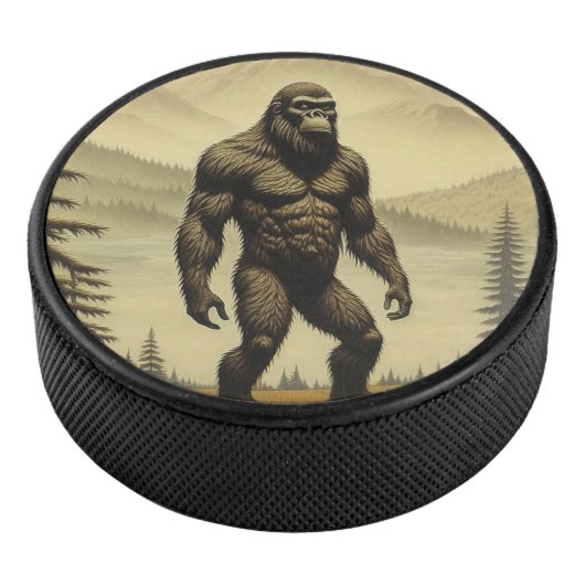  Bigfoot in de bergen en dennen Hockey Puck (3/4)