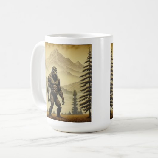 Bigfoot in de bergen en dennen Koffiemok (Voorkant links)