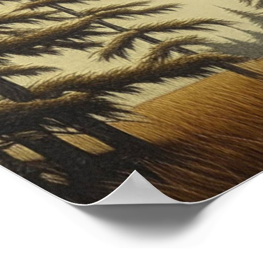 Bigfoot in de bergen en dennen Poster (Hoek)