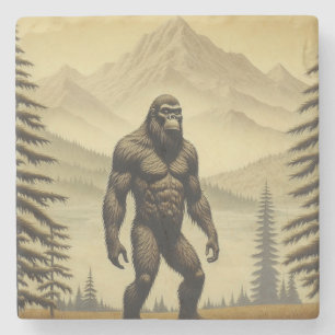  Bigfoot in de bergen en dennen Stenen Onderzetter
