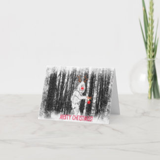 Bigfoot in de BosKerstkaart Feestdagen Kaart