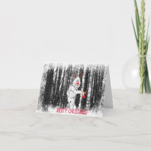Bigfoot in de BosKerstkaart Feestdagen Kaart (Voorkant)