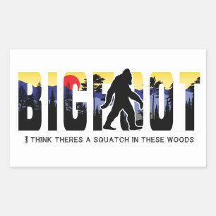 Bigfoot in de bossen sticker, Bigfoot verbergen & Rechthoekige Sticker