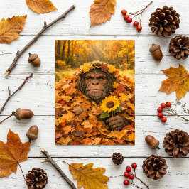 Bigfoot in de herfstbladeren ansichtkaart voor gel briefkaart
