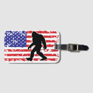Bigfoot in een Amerikaanse vlag Bagagelabel