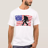 Bigfoot in een Amerikaanse vlag T-shirt (Voorkant)