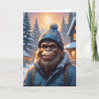 Bigfoot in een Beanie Feestdagen Kaart