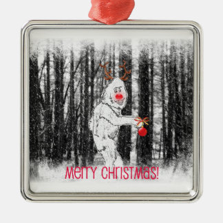 Bigfoot in Forest Holiday Ornament