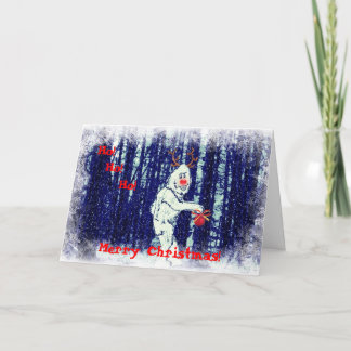 Bigfoot in het bos Kerst Kaart