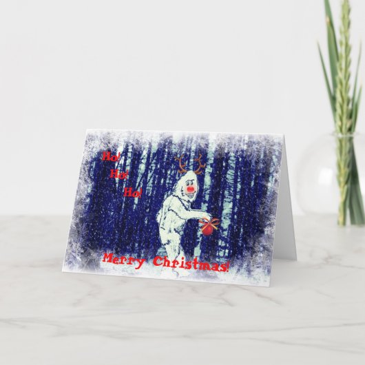 Bigfoot in het bos Kerst Kaart (Voorkant)