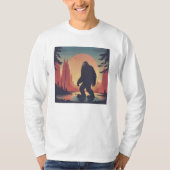Bigfoot in het bos met lange mouwen mannen t-shirt (Voorkant)