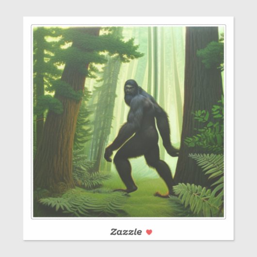 Bigfoot in het bos sticker (Vel)