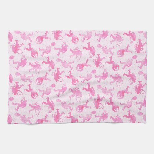 Bigfoot in Love :Roze Valentijn Yeti Theedoek (Horizontaal)