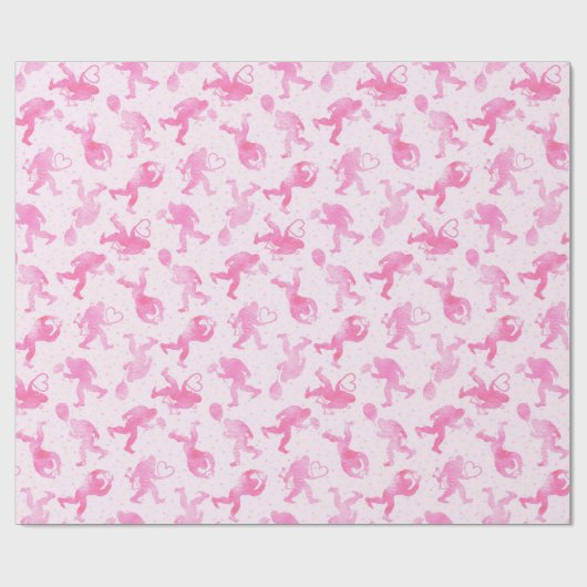 Bigfoot in Love Valentijn, Sasquatch Cadeaupapier (Vlak)