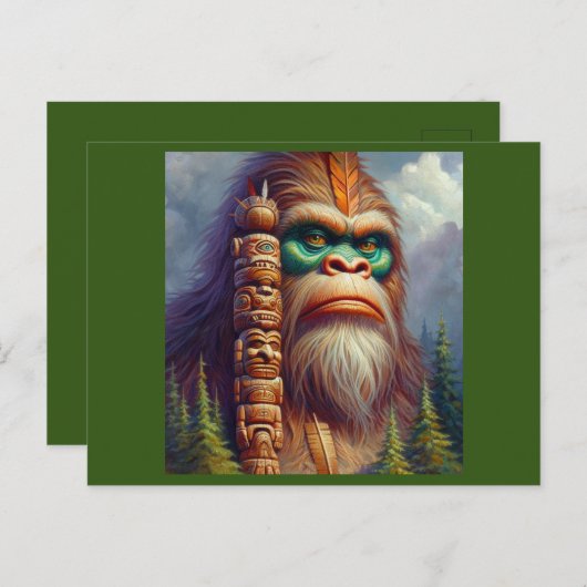 Bigfoot inheemse Amerikaanse Totem Briefkaart (Voorkant / Achterkant)