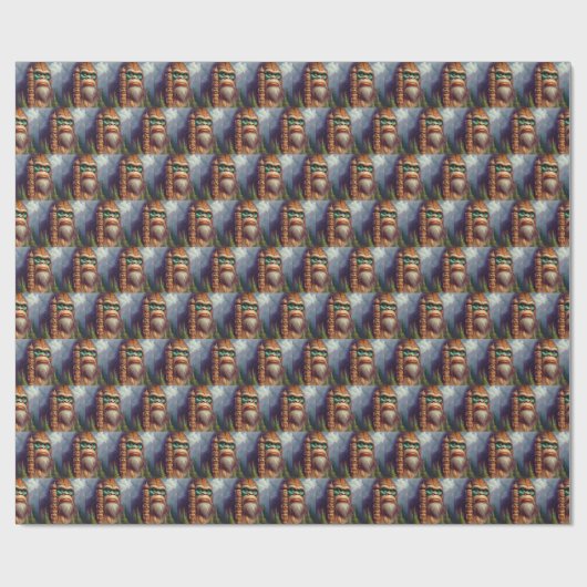 Bigfoot inheemse Amerikaanse Totem Cadeaupapier (Vlak)