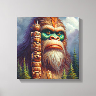Bigfoot inheemse Amerikaanse Totem Canvas Afdruk