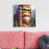 Bigfoot inheemse Amerikaanse Totem Canvas Afdruk (Insitu (Woonkamer))