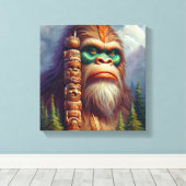 Bigfoot inheemse Amerikaanse Totem Canvas Afdruk (Insitu (Houten vloer))