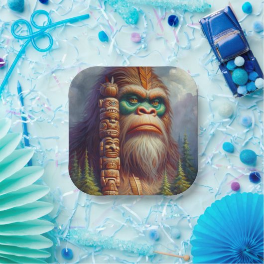 Bigfoot inheemse Amerikaanse Totem Papieren Bordje (Feest)