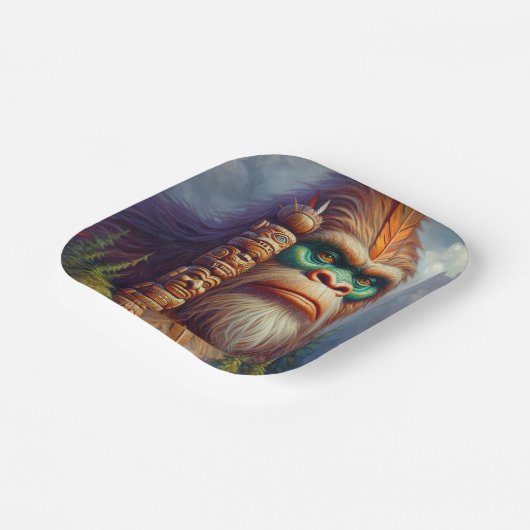 Bigfoot inheemse Amerikaanse Totem Papieren Bordje (Gebogen)